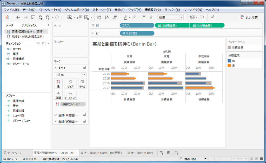 横持ちでViz作成（BarinBar）